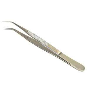 Stainless Steel 6&quot; Angled Tweezers with Serrated Tips for Delicate Plant Care and Repotting Needs