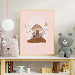 Mushroom fairy house art print digital download