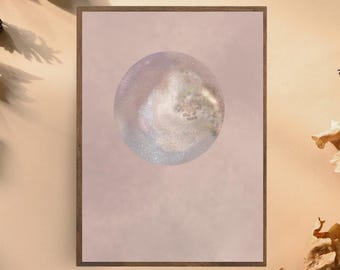 Pink Vollmond Kunstdruck digitaler Download