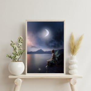 Fairy bay lake, Enchanted, magical art edit, print, digital download