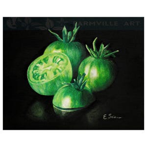 Green Tomatoes Art Print: Farmhouse Kitchen Decor