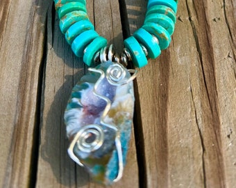 Geode with Turquoise Necklace