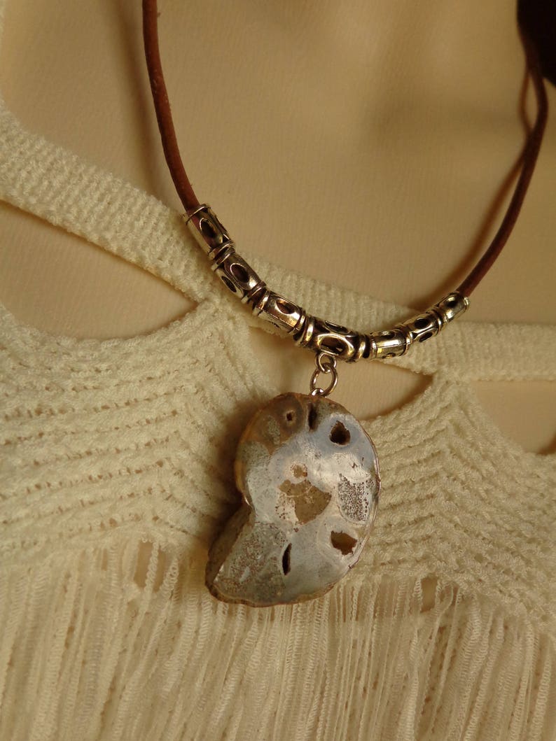 Ammonite and Leather Necklace image 3