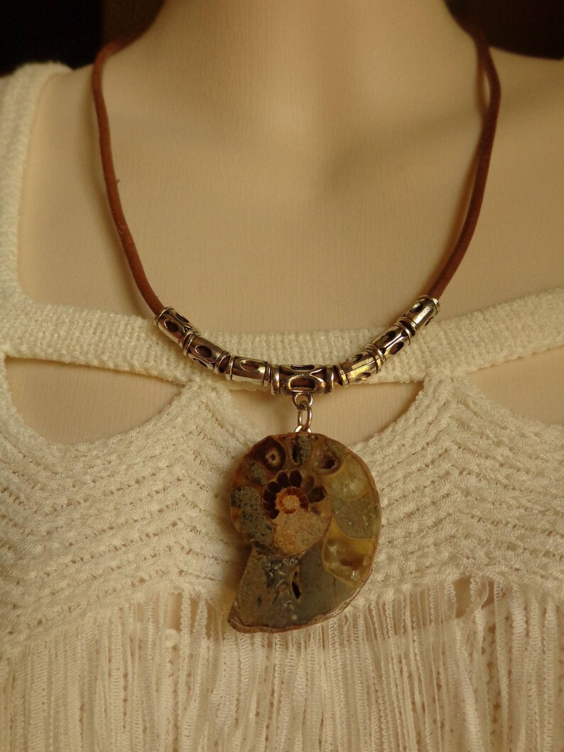 Ammonite and Leather Necklace image 2