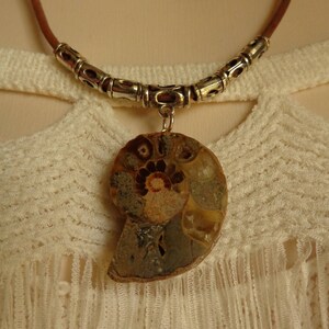 Ammonite and Leather Necklace image 1