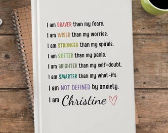 Mental Health Journal Custom Anxiety Notebook Self-care Diary Wellness Gift Therapy Journals Daily Check-In Stress Relief Mood Tracker Gifts
