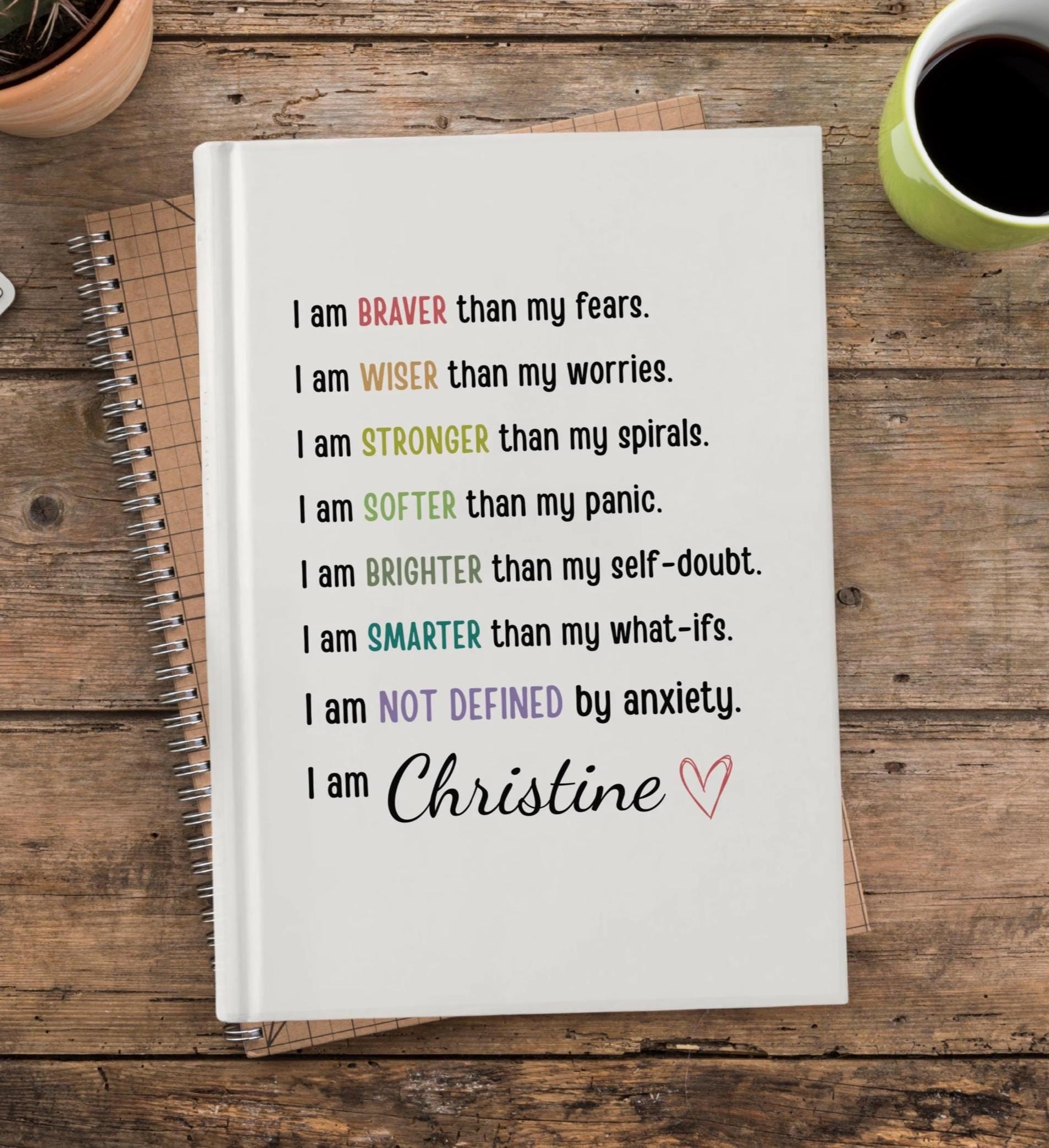 Mental Health Journal Custom Anxiety Notebook Self-care Diary Wellness Gift Therapy Journals Daily Check-In Stress Relief Mood Tracker Gifts