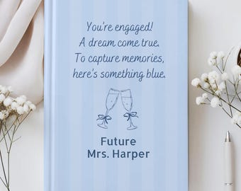 Personalized Engagement Hardcover Notebook Wedding Journal Future Mrs Custom Name Something Blue Bride to Be Bridal Shower Gifts Engaged
