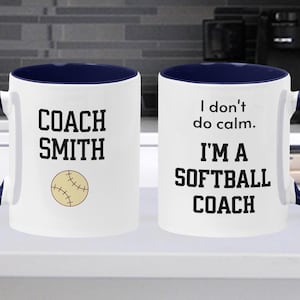 Softball Coach Coffee Mug, Softball Coach Gift, Custom Softball Coach Gift, Gift for Softball Coach, End of Season Gift, Baseball Coach