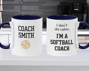 Softball Coach Coffee Mug, Softball Coach Gift, Custom Softball Coach Gift, Gift for Softball Coach, End of Season Gift, Baseball Coach