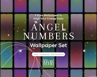 Ensemble de papiers peints nombres d'anges • Arrière-plans de manifestation d'aura • Téléchargement numérique spirituel