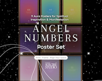 Ensemble d'affiches de chiffres angéliques • Art énergétique Aura • Décoration murale spirituelle significative
