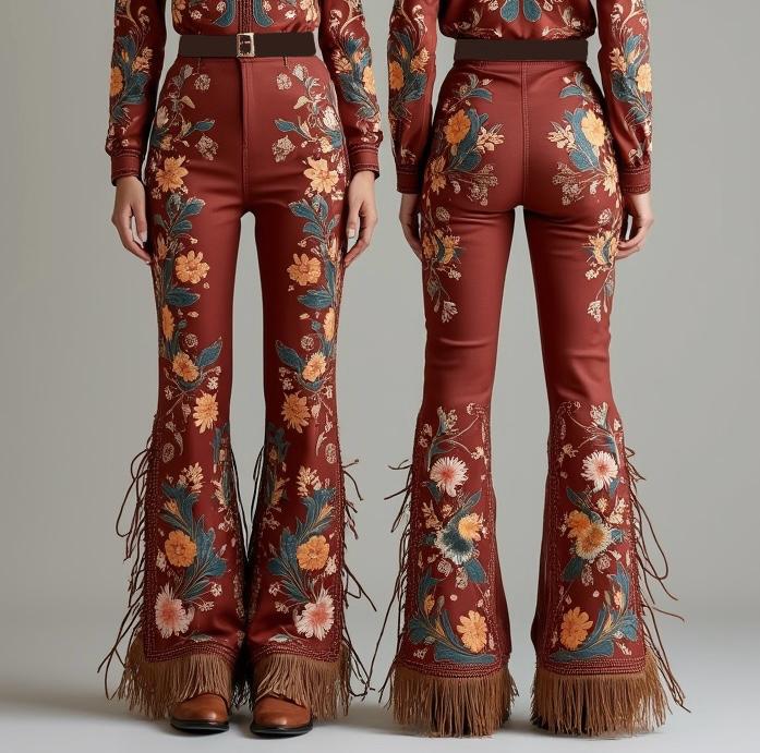 Rust Brown Floral Embroidered Cowgirl Outfit: Vintage Rodeo Style Shirt ...