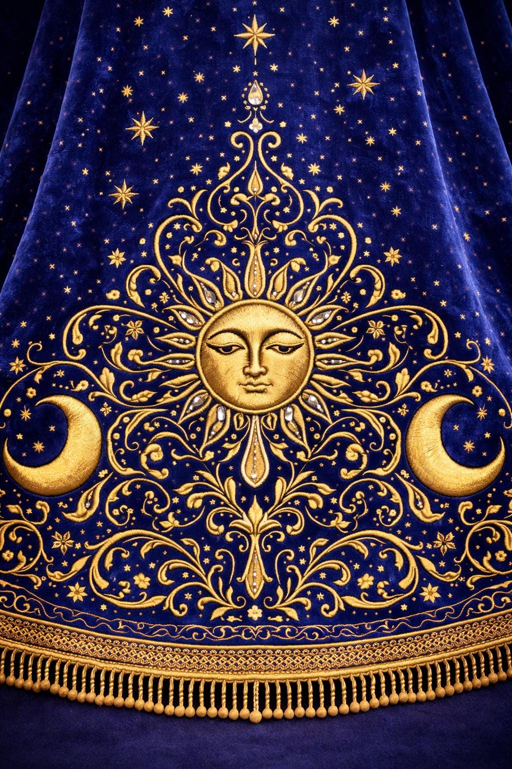 Celestial Velvet Cloak – Royal Blue Hooded Cape With Gold Embroidery - Etsy