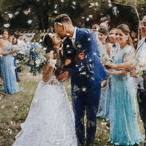 Custom Wedding Portrait from Photo – Oil Painting Style on Canvas | Anniversary Gift | Personalized Couple Art |  Bride and Groom Print