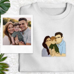 Custom Embroidered Portrait from Photo Sweatshirt, Personalized Sweatshirt ,Valentine&#39;s Day Gift, Anniversary Gift, Couple Photo Sweatshirt