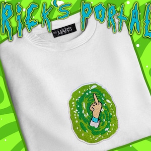 Sudadera bordada personalizada de Rick y Morty, sudadera de cuello redondo, sudadera con gráfico estético, sudadera con letras personalizadas