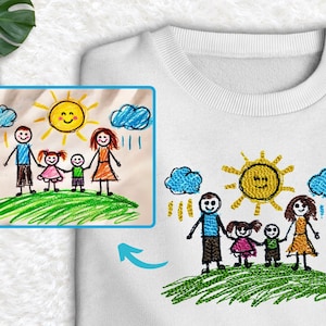 Sudadera con dibujo personalizado para niños, sudadera con bordado familiar, sudadera de manga larga y cuello redondo, sudadera artística para niños, regalo de cumpleaños
