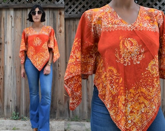 GYPSY EYES HANDMADE Boho Tunic Made with Vintage Fabric S