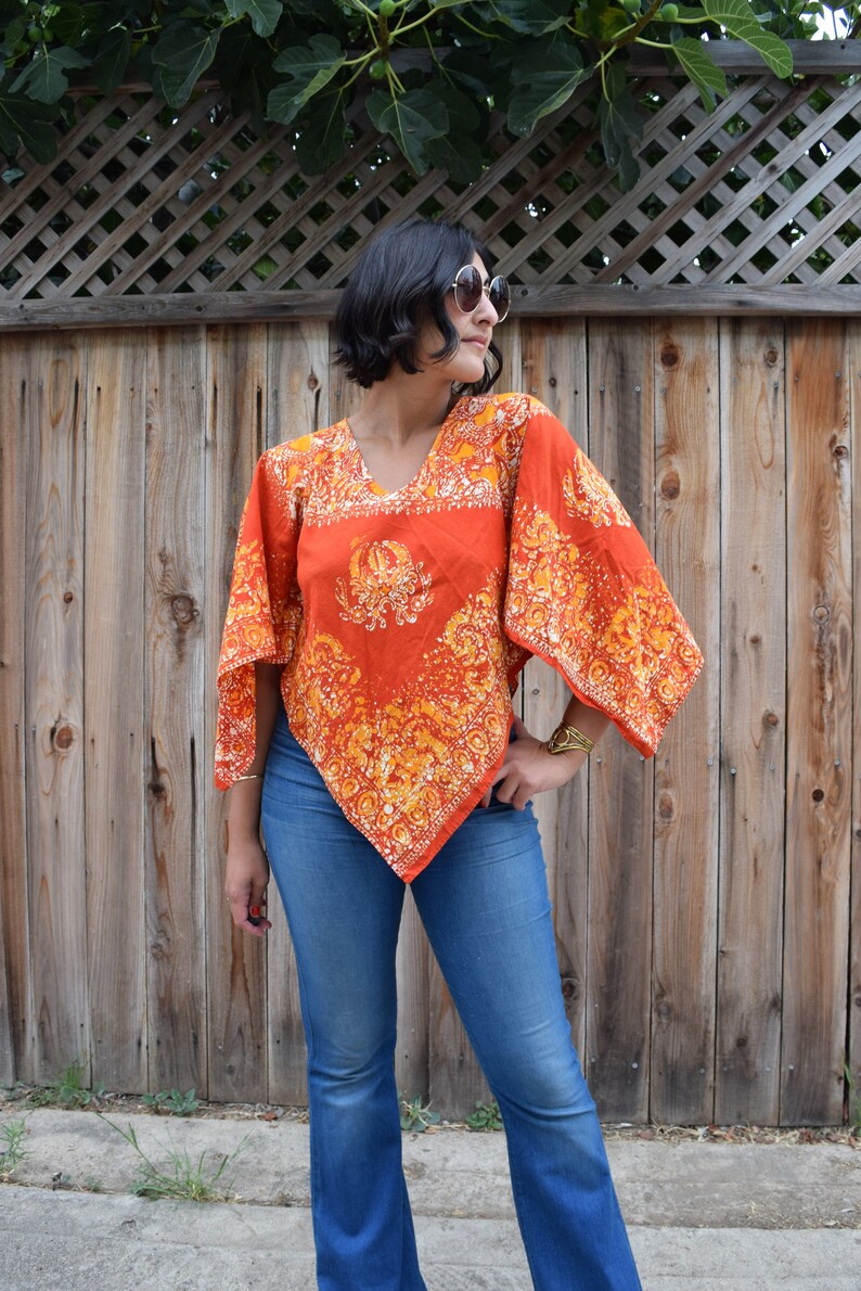 GYPSY EYES HANDMADE Boho Tunic Made with Vintage Fabric S