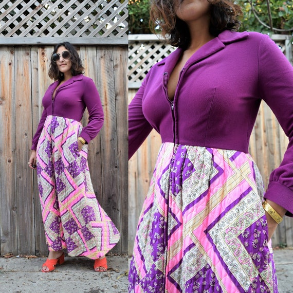 70s Vintage Evelyn Pearson Quilted House Dress Lou
