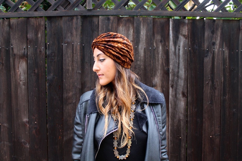 Gypsy Eyes 'carolina' VELVET TURBAN in RUST Etsy