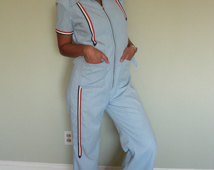 Vintage 1970s Denim Charlies Angels Jumpsuit Etsy