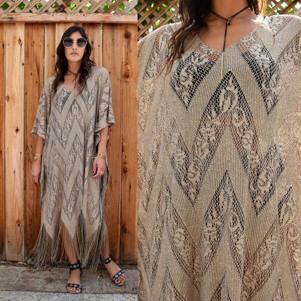 Gypsy limitée yeux Lady du CANYON frange CAFTAN Boho Maxi