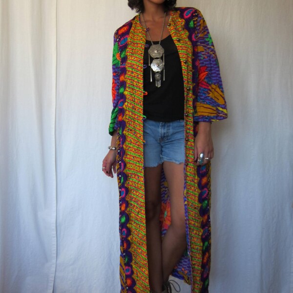 SALE  Vintage 70s Psychedelic Caftan Duster