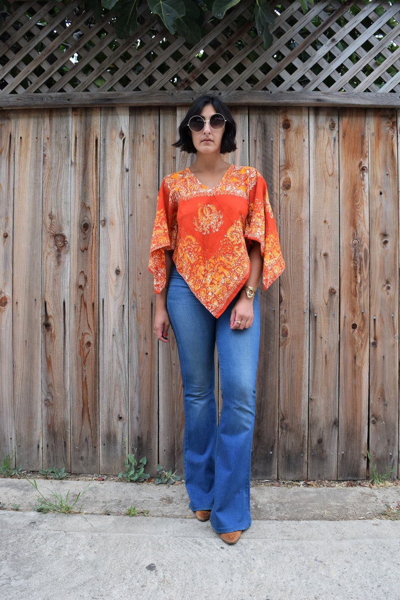 GYPSY EYES HANDMADE Boho Tunic Made with Vintage Fabric S