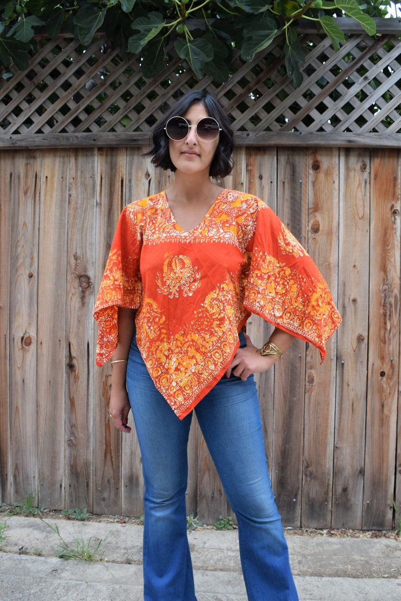 GYPSY EYES HANDMADE Boho Tunic Made with Vintage Fabric S