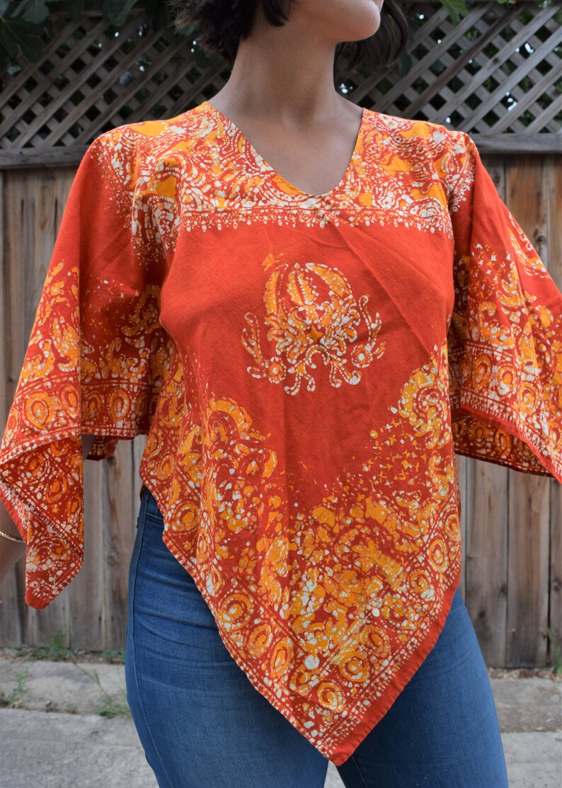 GYPSY EYES HANDMADE Boho Tunic Made with Vintage Fabric S