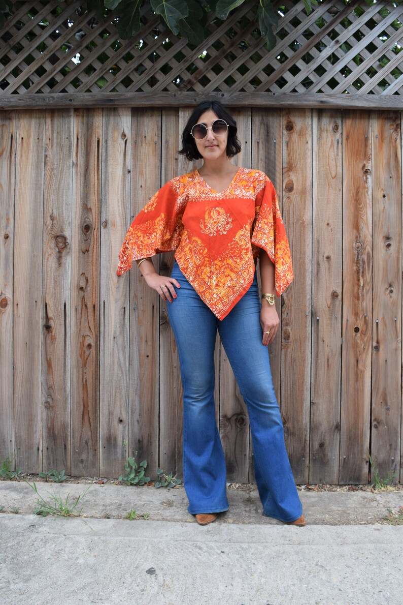 GYPSY EYES HANDMADE Boho Tunic Made with Vintage Fabric S