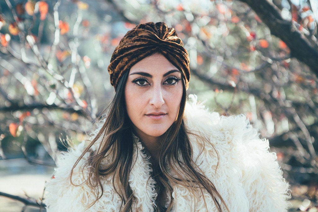 Gypsy Eyes 'carolina' VELVET TURBAN in RUST Etsy