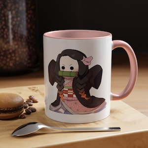 Caneca de café com estampa divertida da Nezuko Kamado, caneca de anime, xícara de chá japonesa, caneca de cerâmica, presente exclusivo para fãs de anime.