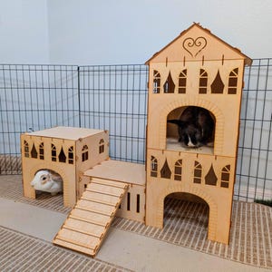 Bunny Bungalow Mini and XL - Modular Wooden Bunny House, Rabbit Hideout, Playhouse, and Habitat