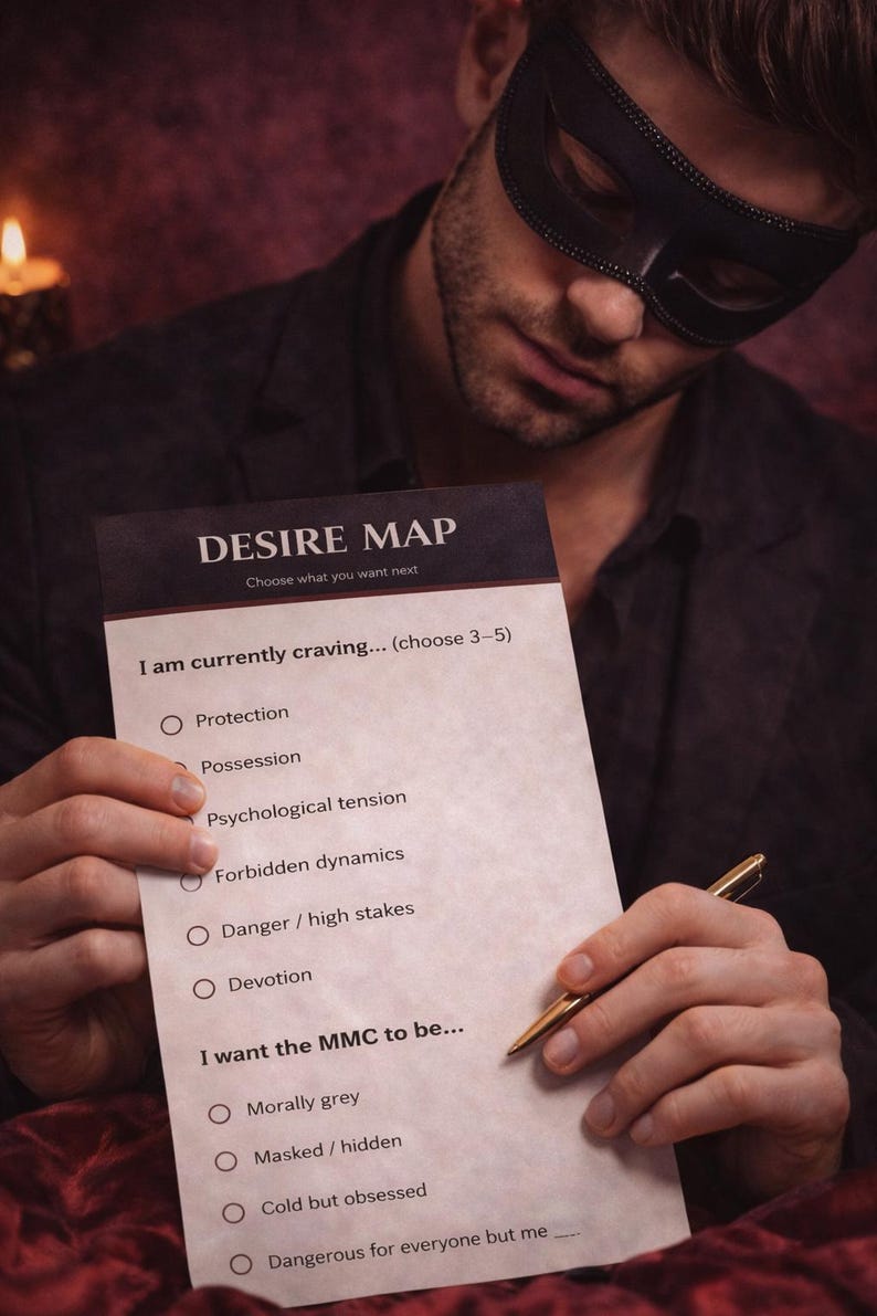 Dark Romance Desire Karte | Spicy Reader Tropen Tracker (PDF Digital Download) Bild 1