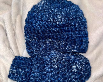 Gorro y manoplas de crochet para adultos • Conjunto grueso de invierno • Gorro y manoplas acogedores hechos a mano