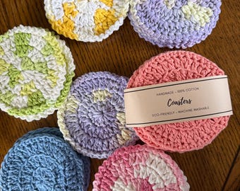 Posavasos de algodón de ganchillo hechos a mano para primavera: juego minimalista