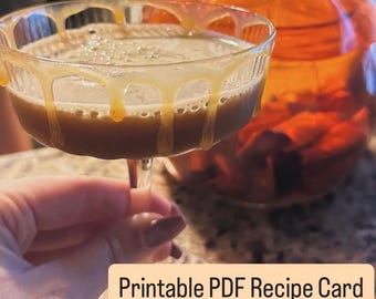 Tarjeta con receta de Martini de Calabaza y Espresso / Cóctel de Otoño Imprimible / Bebida Refrescante de Otoño / Descarga Digital
