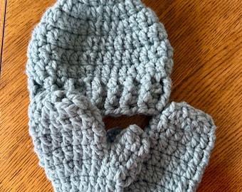 Conjunto de gorro y manoplas de crochet para niños y adolescentes • Accesorio grueso de invierno • Regalo cálido hecho a mano