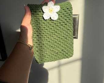 Funda de crochet para Kindle con margaritas / Funda de algodón para tableta hecha a mano