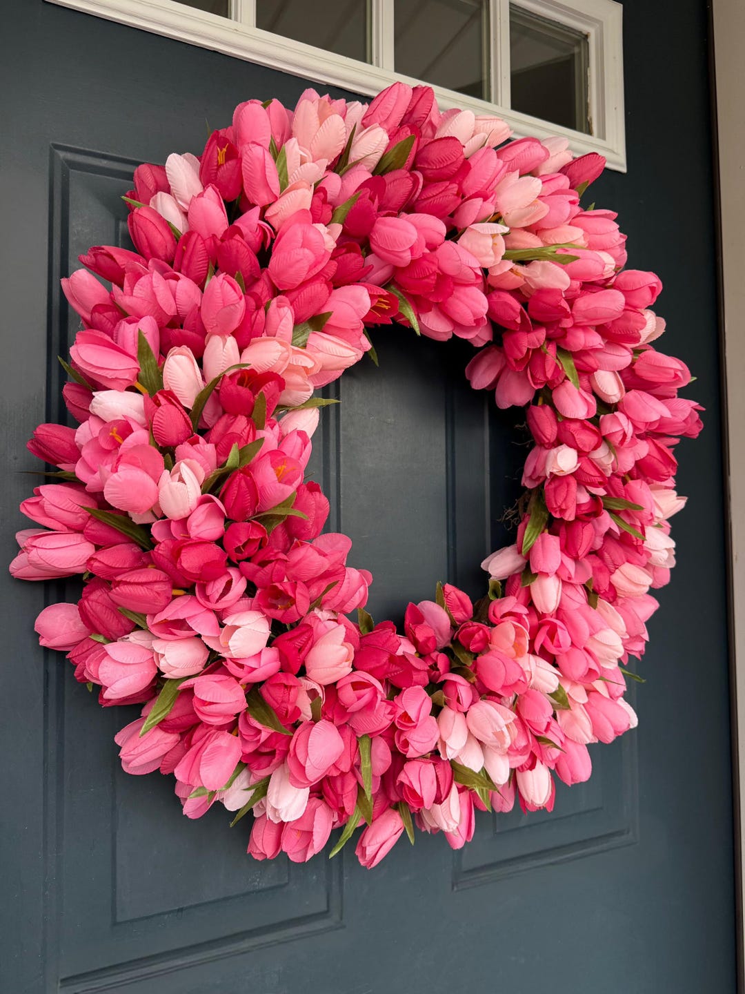 Pink Tulip Wreath | Spring Easter Door Decor | Mothers Day - Etsy
