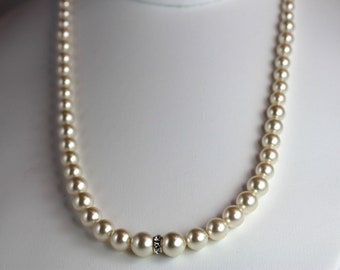 Ltd Edition-Vintage-style Swarovski Pearl Necklace/ Hollywood Glamour Pearls / Graduated Pearl Necklace / Vintage Bridal Swarovski Pearl set