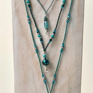 Teal or Aqua Blue Beaded Lanyard / Teal or Aqua Key Lanyard / Magnetic Breakaway Lanyard/ Teacher Lanyard / Teal Id Badge Key Holder