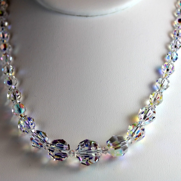 Limited Editions- Breathtaking Swarovski Crystal AB Round Necklace / Vintage Style Crystal AB Necklaces / Graduated Crystal Formal Necklace