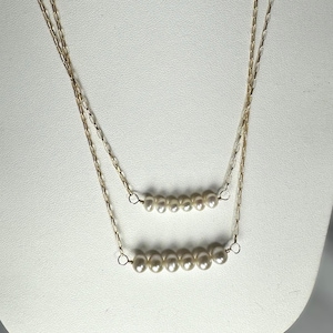 Minimalist Pearl Necklace/ Freshwater Pearl Necklace on Chain/ White Potato Pearl & Chain Necklace