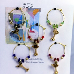 Martini Wine Charms : marqueurs de boisson cosmopolite en cristal de Swarovski