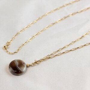 Botswana Agate Pendant on Gold Chain / Botswana Agate Dangle / Stone Pendant on 14K GF Chain / Simple Gold Necklace / Unique Gift for Mom