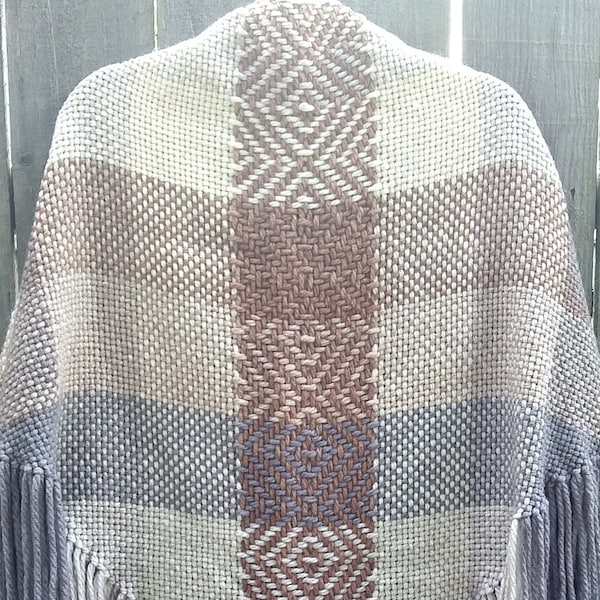 The Rattler - Diamond Twill Handwoven Shawl in earth tones